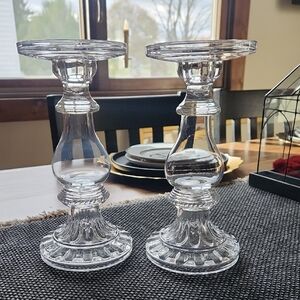 Pottery Barn Clear Glass Candle Holders
